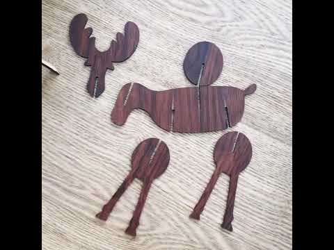 2 PCS Christmas Decorations Wooden DIY Elk Decorations Children Creative Gifts Desktop Decoration, Size:L(Black Walnut) - YouTube Video