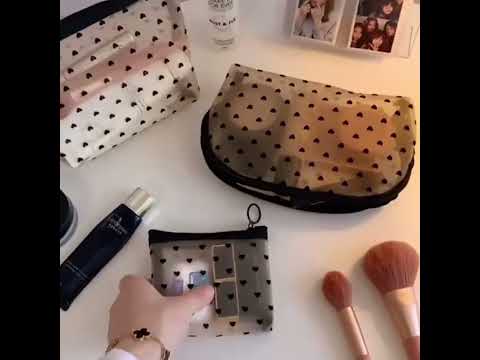 Flocking Love Mesh Portable Cosmetic Bag, Style: Small Square - YouTube Video