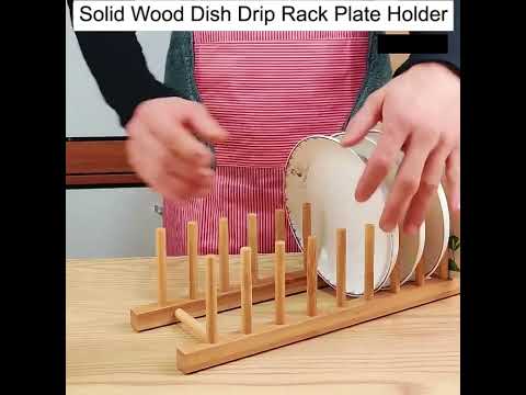 Solid Wood Dish Drip Rack Plate Holder, Size: 25.5x12x10cm - YouTube Video