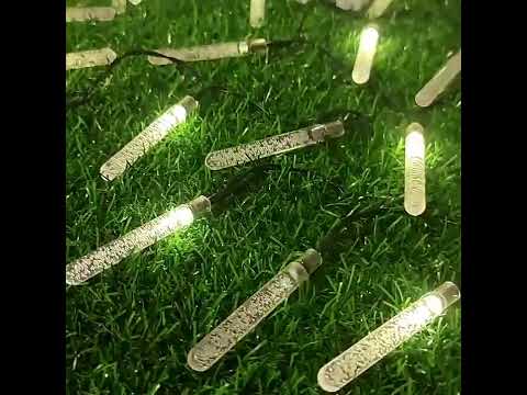 7m 50 LEDs Outdoor Waterproof Solar Bubble Stick String Lights(Warm Light) - YouTube Video