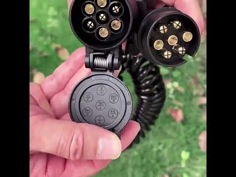 7 Core To 7 Pin Car Trailer Connector With 2m PU Spring Wire(1122) - YouTube Video