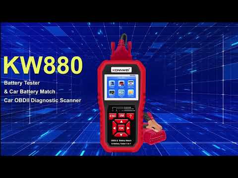 KONNWEI KW880 3 in 1 Car OBD2 Fault Diagnosis + Battery Tester + Battery Match Reset - YouTube Video