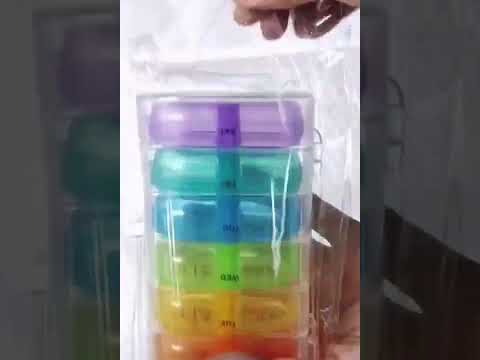 Week 14 Grids Rainbow Portable Plastic Compartment Medicine Box(As Show) - YouTube Video