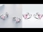 Heart-shaped S925 Sterling Silver Earrings with Gemstones - YouTube Video