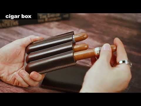 CF5003 Outdoor Travel Portable Cigar Humidor Leather Cigar Cover Can Hold 3 Cigars(Brown) - YouTube Video