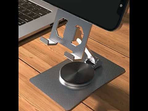 Aluminum Alloy Adjustable Folding Desktop Phone Holder(Silver) - YouTube Video