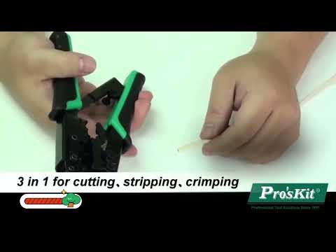 ProsKit CP-376TR 4P/6P/8P Three-Use Network Crimping Pliers - YouTube Video