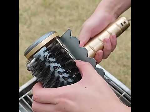Electric Barbecue Grill Cleaning Brush with 3 Replaceable Brush Heads(Gold) - YouTube Video