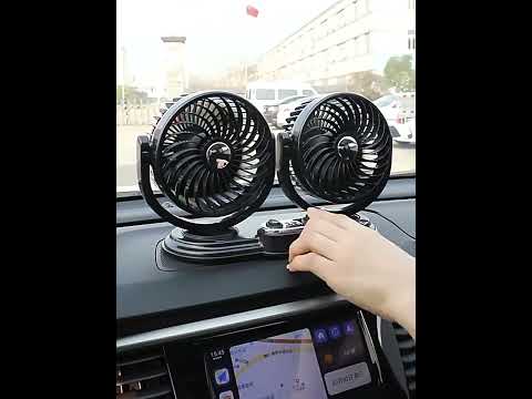 F621 Car Rotatable Turntable Silent Car Double Head Fan, Model: 12V Cigarette Lighter - YouTube Video