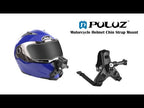 PULUZ Motorcycle Helmet Chin Strap Mount for GoPro, DJI Osmo Action and Other Action Cameras (Black) - YouTube Video