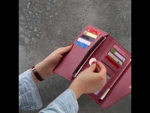 Simple Zipper Purses Long Section Clutch Wallet Soft PU Leather Money Bag(Light gray) - YouTube Video