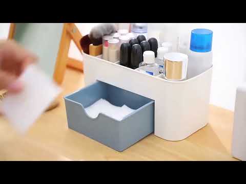 Jewelry And Cosmetics Storage Box Drawer Type Plastic Desktop Rack(Blue) - YouTube Video