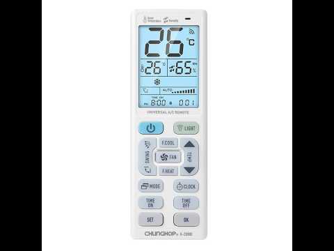 CHUNGHOP K-3308E Universal Air Conditioner Remote Control with Flashlight and LCD Backlight - YouTube Video