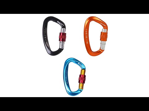 XINDA XD-Q9628 Professional Climbing D-shaped Master Lock Carabiner Safety Buckle Outdoor Climbing Equipment Supplies(Black) - YouTube Video