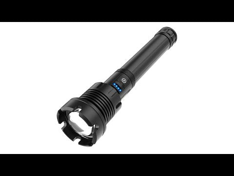 Long Style Micro USB Charging Outdoor Waterproof P90 + COB LED Flashlight, Support Power Display & Telescopic Focusing & 7-level Brightness Adjustment - YouTube Video