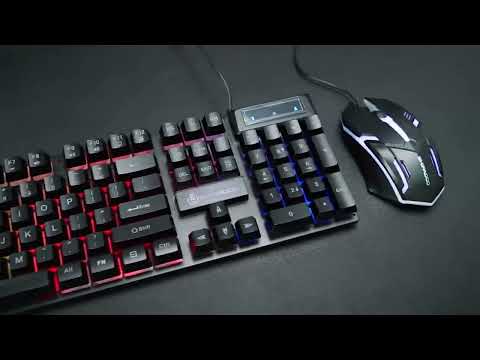 SHIPADOO D500 Colorful Illuminated Wired Keyboard Mouse Set(White) - YouTube Video