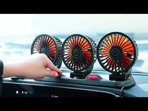 F4310 360-Degree Rotating Adjustable Car Three-Head Fan, Style:5V USB Universal - YouTube Video