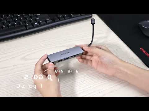 QGeeM QG-UH05-4 5 In 1 TYPE-C Extension HUB Adapter Compatible with SD/TF Reader(5-port) - YouTube Video