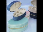 Oval Velvet Jewelry Organizer Box Portable Small Travel Mini Case(Sky Blue) - YouTube Video