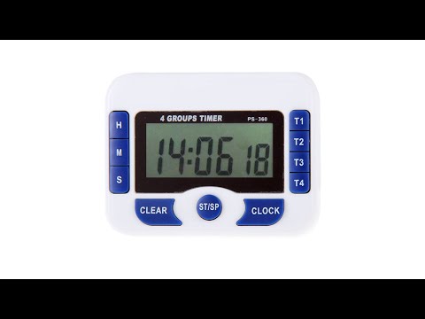PS-360 4 Groups Alarm Timer Digital Kitchen Countdown Clock - YouTube Video