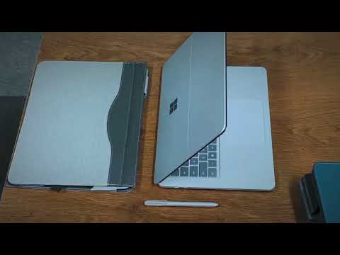Leather All-inclusive Anti-drop Protective Case For Microsoft Surface Laptop Studio(Cotton Cloth Texture-Black) - YouTube Video