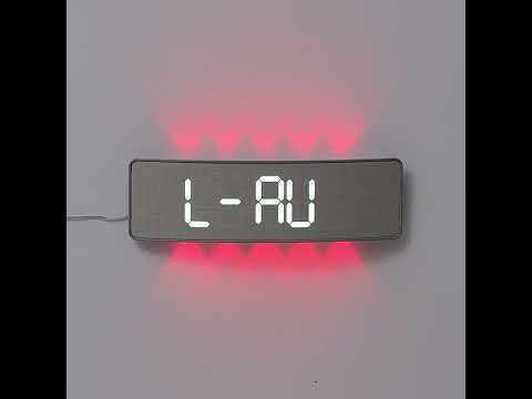 Curved Digital LED Wall Clock With RGB Ambient Backlight / Dual Alarms / Countdown Timer(Yellow Wood Grain) - YouTube Video
