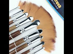 ZHU TING 9 PCS / Set Wooden Pole Fan-Shaped Nylon Hair Paintbrush Gouache Watercolor Acrylic Oil Painting Fishtail - YouTube Video