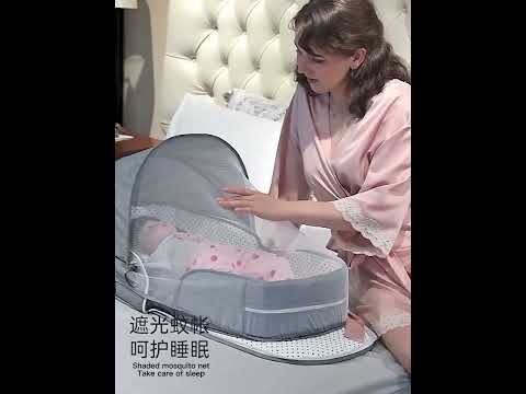 706 Backpack Portable Movable Crib Multifunctional Foldable Baby Bed, Color: Gray - YouTube Video