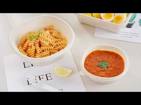 280ML Round Box with Lid Disposable Food Delivery Lunch Box Containers - YouTube Video