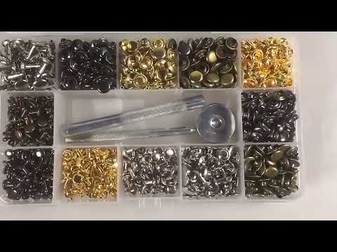 180pcs Copper Leather Hollow Cap Double-Sided Rivet Set With Punching Pliers - YouTube Video