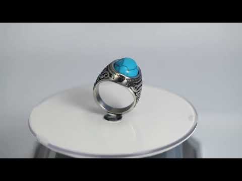 Europe and America Style Retro Gemstone Turquoise Men Titanium Steel Ring, Size: 8, Diameter: 18.2mm, Perimeter: 57mm(Black) - YouTube Video
