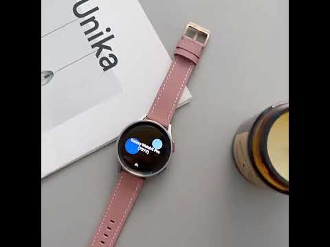 For Samsung Galaxy Watch3 45mm Leather Silver Buckle Watch Band(Dark Pink) - YouTube Video