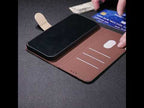 For iPhone Duo Splicing Color Hollow Flower Pattern RFID Leather Phone Case(Black) - YouTube Video