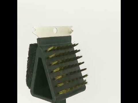 3 in 1 Copper Wire BBQ Grill Brush Long Handle Barbecue Grill Oven Cleaning Brush Cleaner - YouTube Video