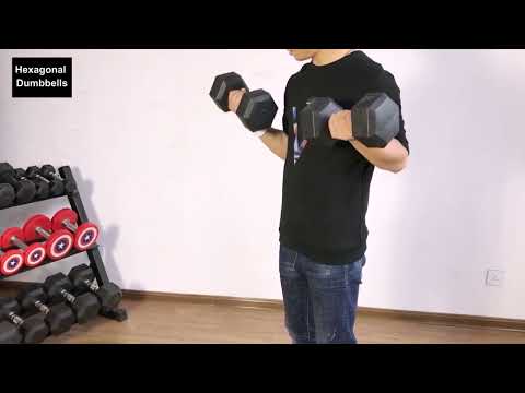 10KG A Pair Household Glue Fitness Hexagon Dumbbells - YouTube Video