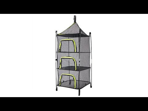 Outdoor Folding Drying Net Four-Layer Storage Basket Storage Basket Camping Drying Fish Drying Net Rack Hanging Basket(Red) - YouTube Video