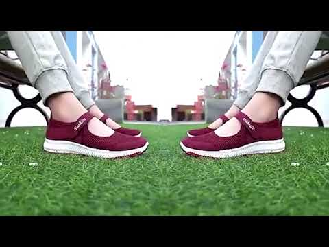 Women Casual Mesh Flat Shoes Soft Sneakers, Size:38(Gray) - YouTube Video
