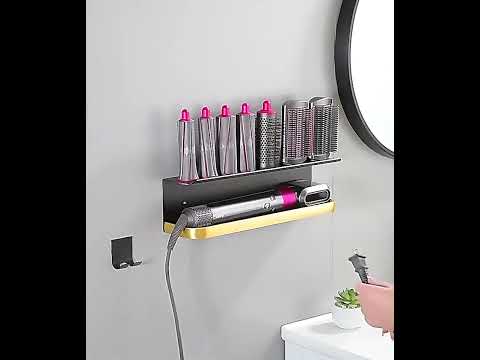 For Dyson Airwrap Wall-Mounted Shelf Storage Rack, Style: A Type Black Gold  - YouTube Video