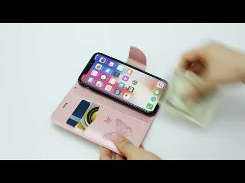 For iPhone 16 Pro Max Embossing Two Butterflies Pattern Leather Phone Case(Green) - YouTube Video