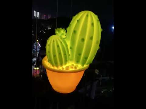 Solar Outdoor Simulation Potted Plants Landscape Lamp LED Courtyard Lawn Light(Three Head Cactus) - YouTube Video