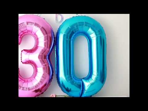 2 PCS 40 Inch Aluminium Foil Number Balloons Birthday Wedding Engagement Party Decor Kids Ball Supplies(0-Gold) - YouTube Video