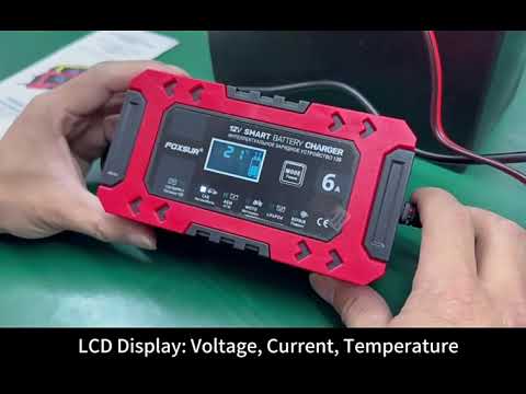 FOXSUR FBC1206F 12V 6A Car Motorcycle Battery Charger Smart Repair Multi-function Charger, EU Plug(Red) - YouTube Video
