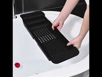 Retractable Drain Bathtub Rack Bathroom Plastic Soaking Tub Rack Bathtub Shower Storage Rack(White+Gray) - YouTube Video