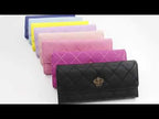 Fashion Argyles Texture Metal Crown 3-Folding Long Design PU Leather Wallet Coin Purse for Women(Yellow) - YouTube Video