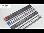 14 inches 3-section Mute Stainless Steel Sliding Drawer Slides Ball Slide Rail Length: 35cm - YouTube Video