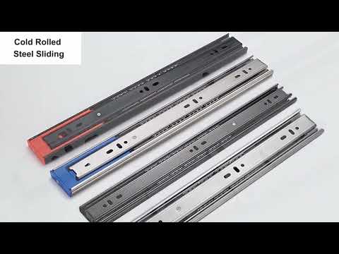 14 inches 3-section Mute Stainless Steel Sliding Drawer Slides Ball Slide Rail Length: 35cm - YouTube Video