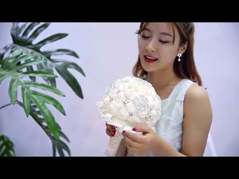 Wedding Holding Pearl Diamond Flowers Bridal Bouquet Accessories Bridesmaid Rhinestone Party Wedding Decoration Supplies, Diameter: 20cm(Pink) - YouTube Video