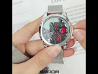 SANDA P1065 Wheel Series Casual Steel Band Quartz Watch For Men(Blue Red) - YouTube Video