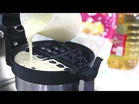 1200W  Commercial Waffle Maker Stainless Steel Rotatable Waffle Machine EU Plug - YouTube Video