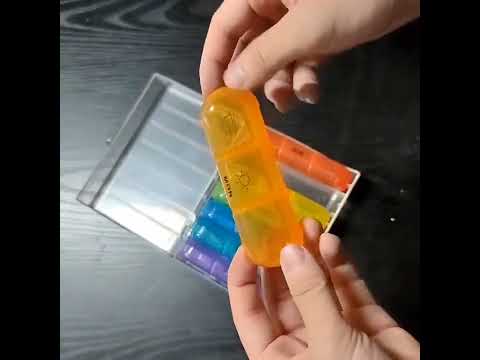 21-compartment Rainbow Pill Box One Week Pill Box(Black + Black) - YouTube Video